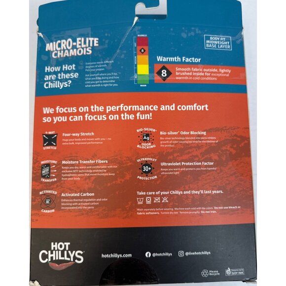 Hot Chillys Mens Micro Elite Chamois Crewneck Top Midweight Fit Base Layer Large - Picture 4 of 6